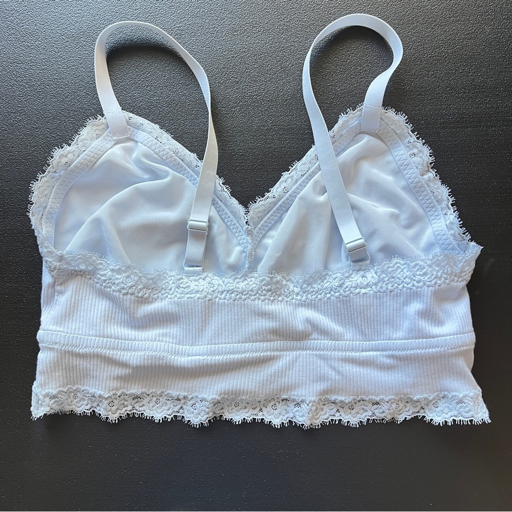 Aerie Eyelash Lace Babydoll Ribbed Bralette Longline Light Blue Size XXL - Picture 5 of 7
